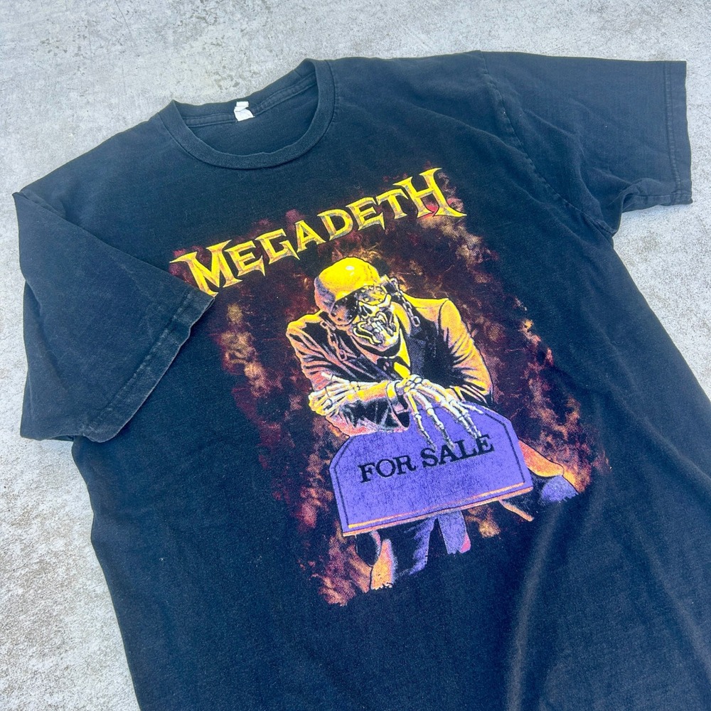 Megadeth T Shirt Mens XL Black Peace Sells Vic Rattlehead Graphic Band Tee Faded